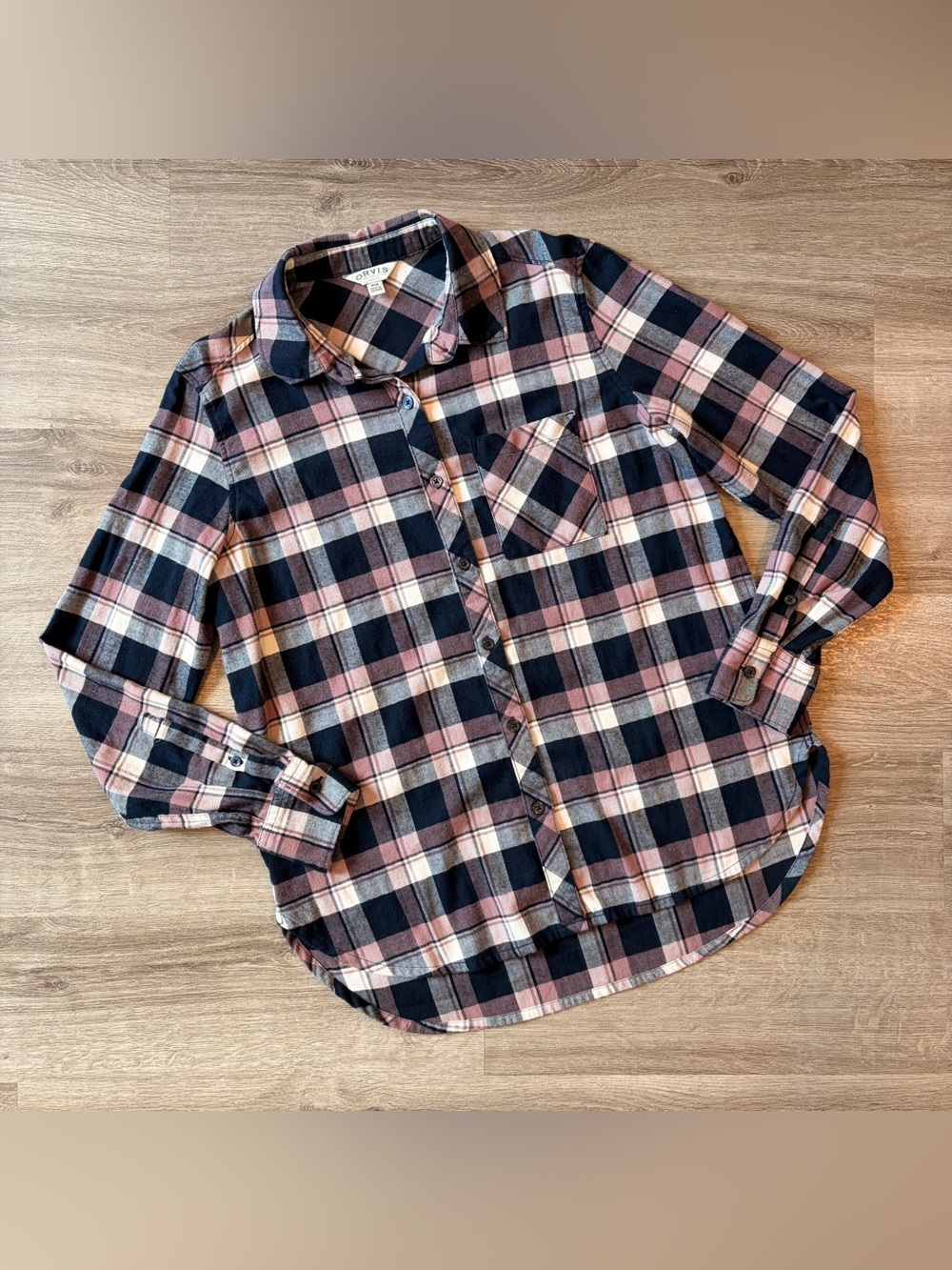 Orvis plaid long sleeve flannel button down top